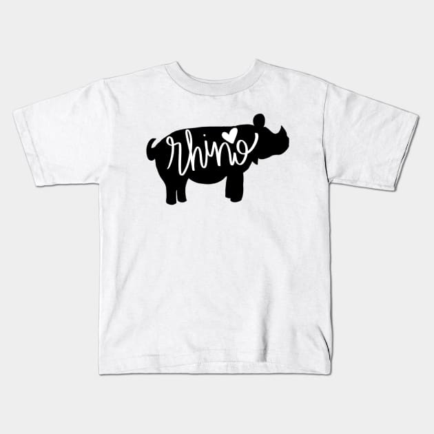 Rhino Love - Silhouette Kids T-Shirt by eeliseart